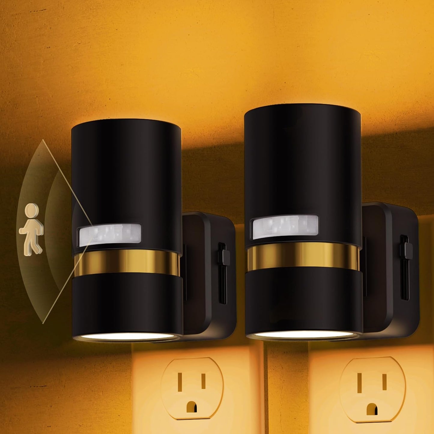 L LOHAS LED Motion Sensor Night Light Plug in, Night Lights Plug into Wall with Adjustable Brightness, 1600K Amber Light, 1W Energy-Saving Nightlight for Bathroom Bedroom Kitchen Hallway, 2 Pack