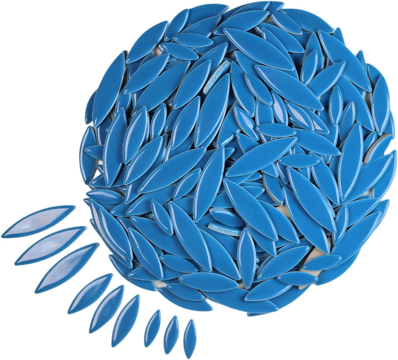 VerzTile Mosaic Tiles for Crafts - Petal Shaped Ceramic Tile Craft Hobbies & Art Projects 39 Color Options Endless Creativity DIY Design (Electric Blue)