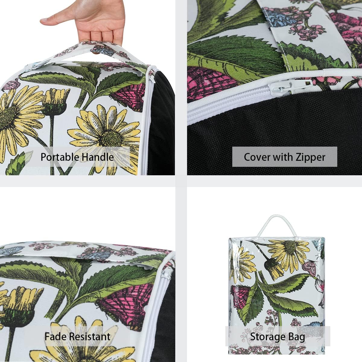 FUNHOME Inflatable Outdoor Ottoman with Air Pump,20"x9" Portable Patio Pouf,Water Resistant,Fade-Resistant,Round Blow Up Footrest Stools for Home Garden Camping Travel(Butterfly Flower)