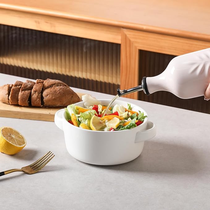 Sweejar Ceramic Olive Oil Dispenser Bottle, 20 Oz Relief Opaque Oil Cruet Protects To Reduce Oxidation, Suitable for Storage Vinegar, Soy Sauce,Liquids,Set of 1 (Rose Pink)