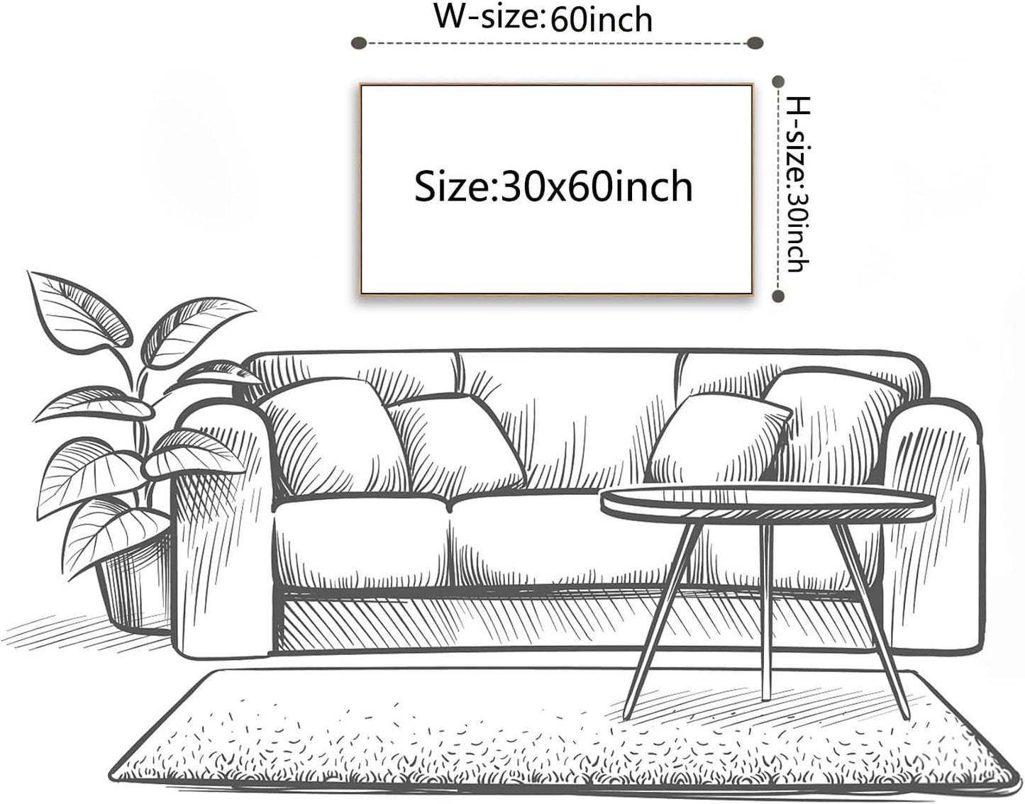 HUADAOART Wall Art Modern Zen Light Luxury Abstract Ink Landscape Background Wall Decor Canvas Print Artwork Home Decor for Living Room Bedroom 30x60 Inches（Framed）