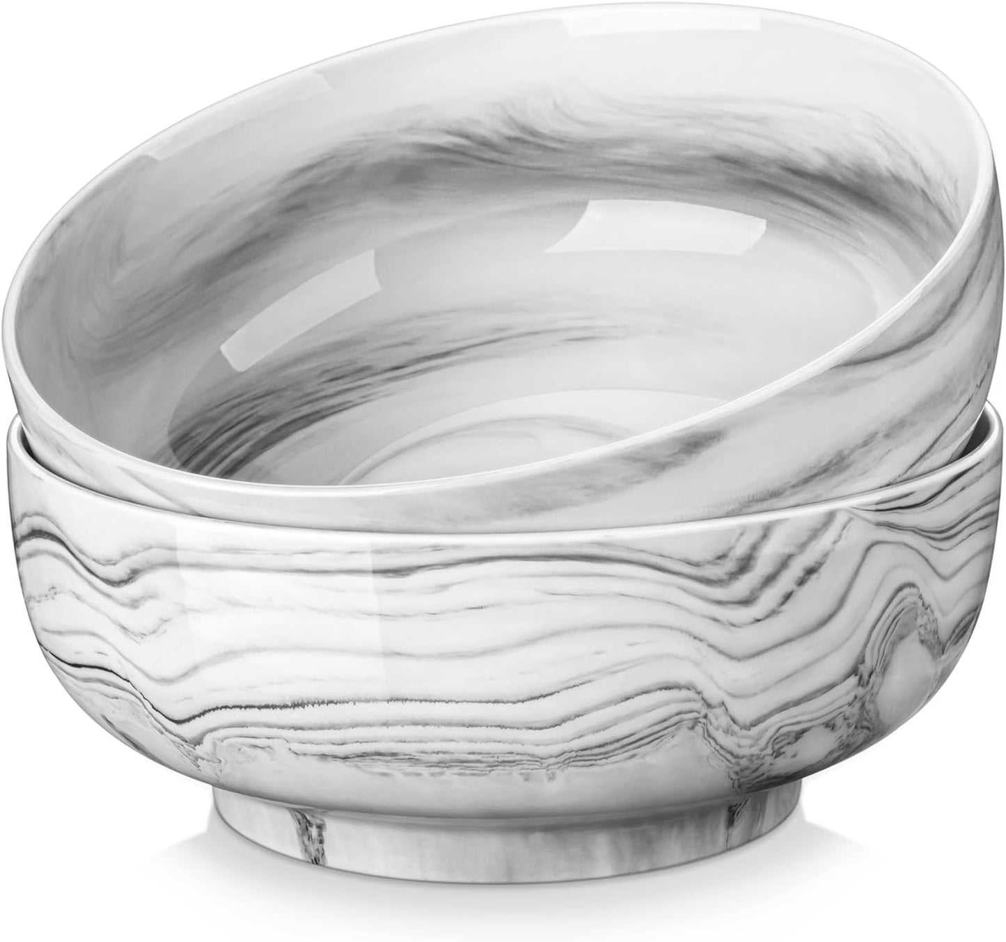 MALACASA Salad Bowls, 114 OZ(10") Extra Large Serving Bowls Set of 2, Porcelain Marble Grey Bowls Set for Soup, Salad, Ramen and Fruit, Dishwasher& Microwave Safe, Series REGULAR