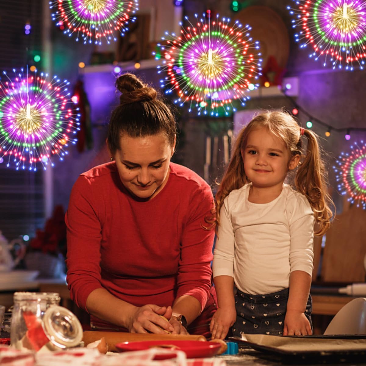 Techip 4Pcs Multicolor String Lights - 225LED Copper Wire Hanging Lights with Remote, 8 Modes, Waterproof for Wedding & Christmas Decorations