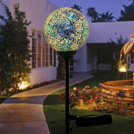 VCUTEKA Solar Lights - Outdoor Decorative Mosaic Solar Garden Light Waterpoof LED Pathway Stake Light for Landscape Lawn Patio Yard Decoration, 1 Pack