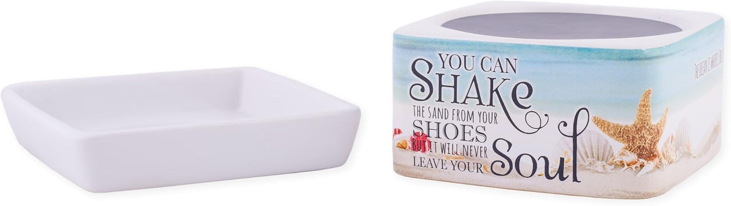 Shake Sand from Shoes Beach and Ocean Stoneware Electric 2-in-1 Jar Candle and Wax Tart Oil Warmer