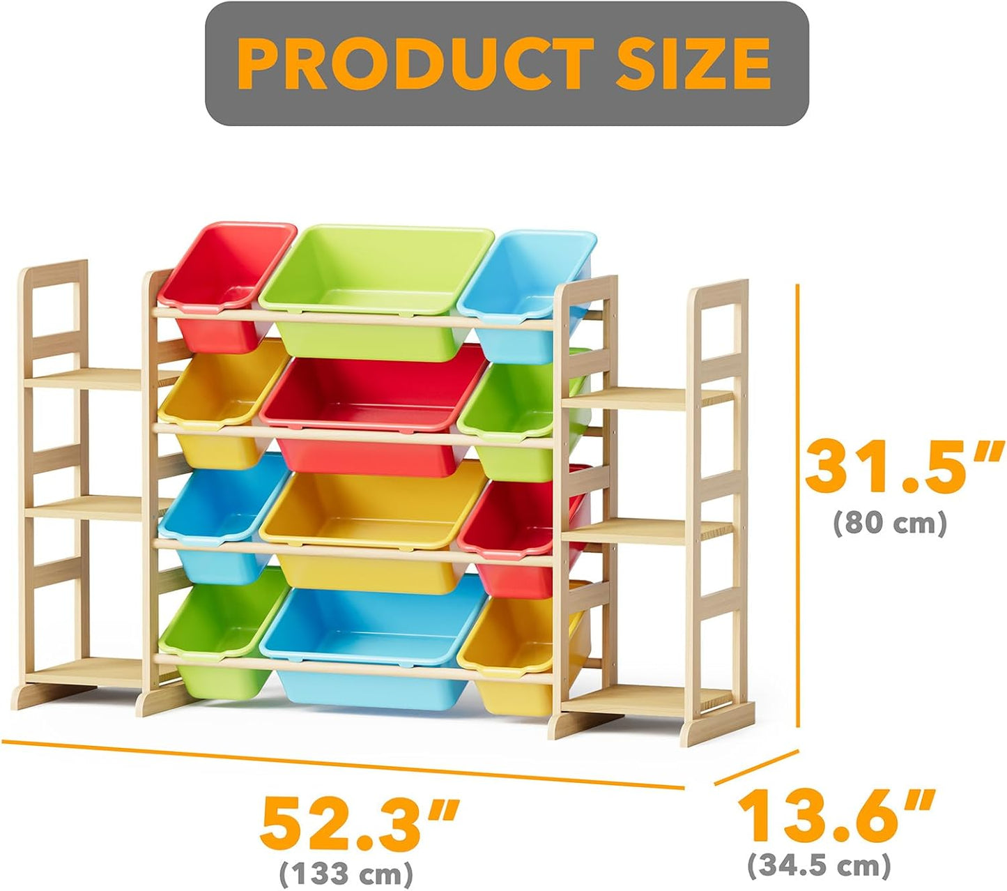 SpaceAid Toy Storage Organizer with 6 Shelves and 12 Bins, Toy Organizers Storage Bookshelf, Kids Bin Shelf Toys Box Bookcase for Bedroom Playroom Organization Room Decor, Multi-Colored