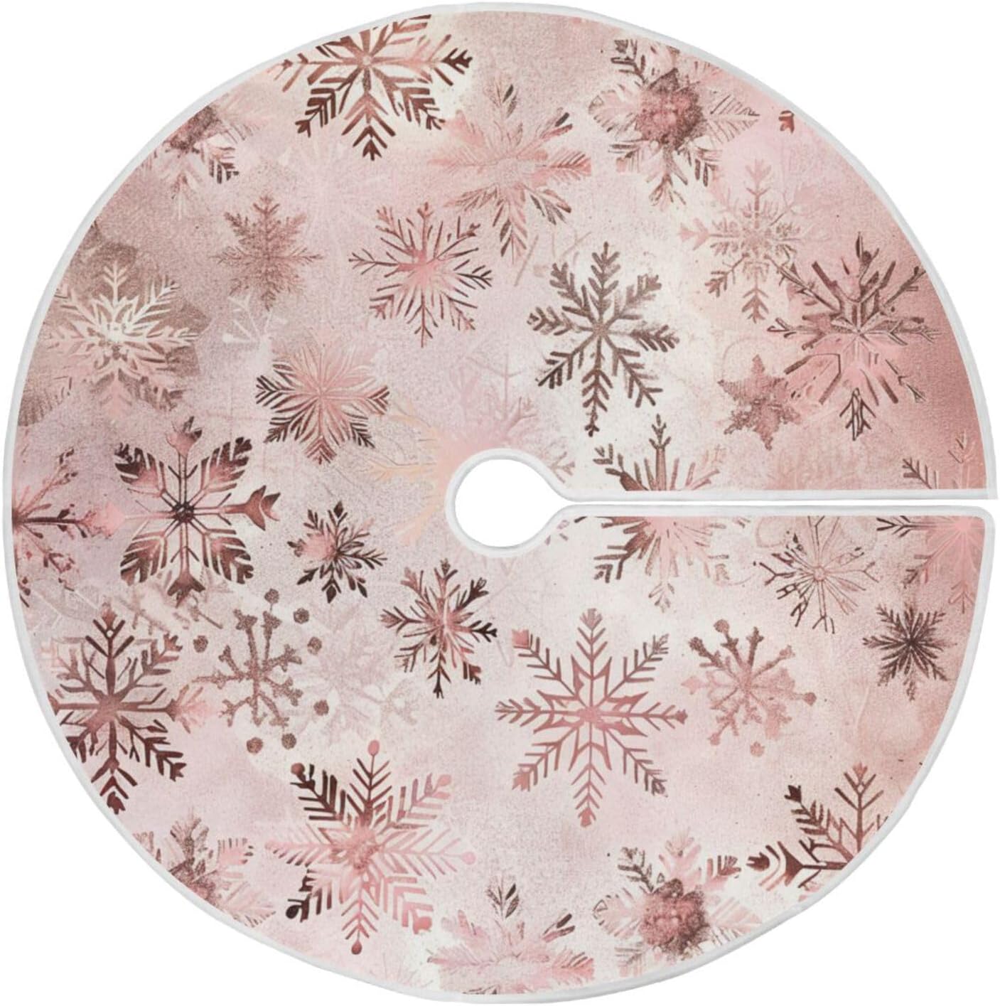 Christmas Tree Skirt, 36 Inch Seamless Pattern Rose Gold Snowflakes Xmas Tree Skirt for Christmas New Year Party Decorations Christmas Tree Mat