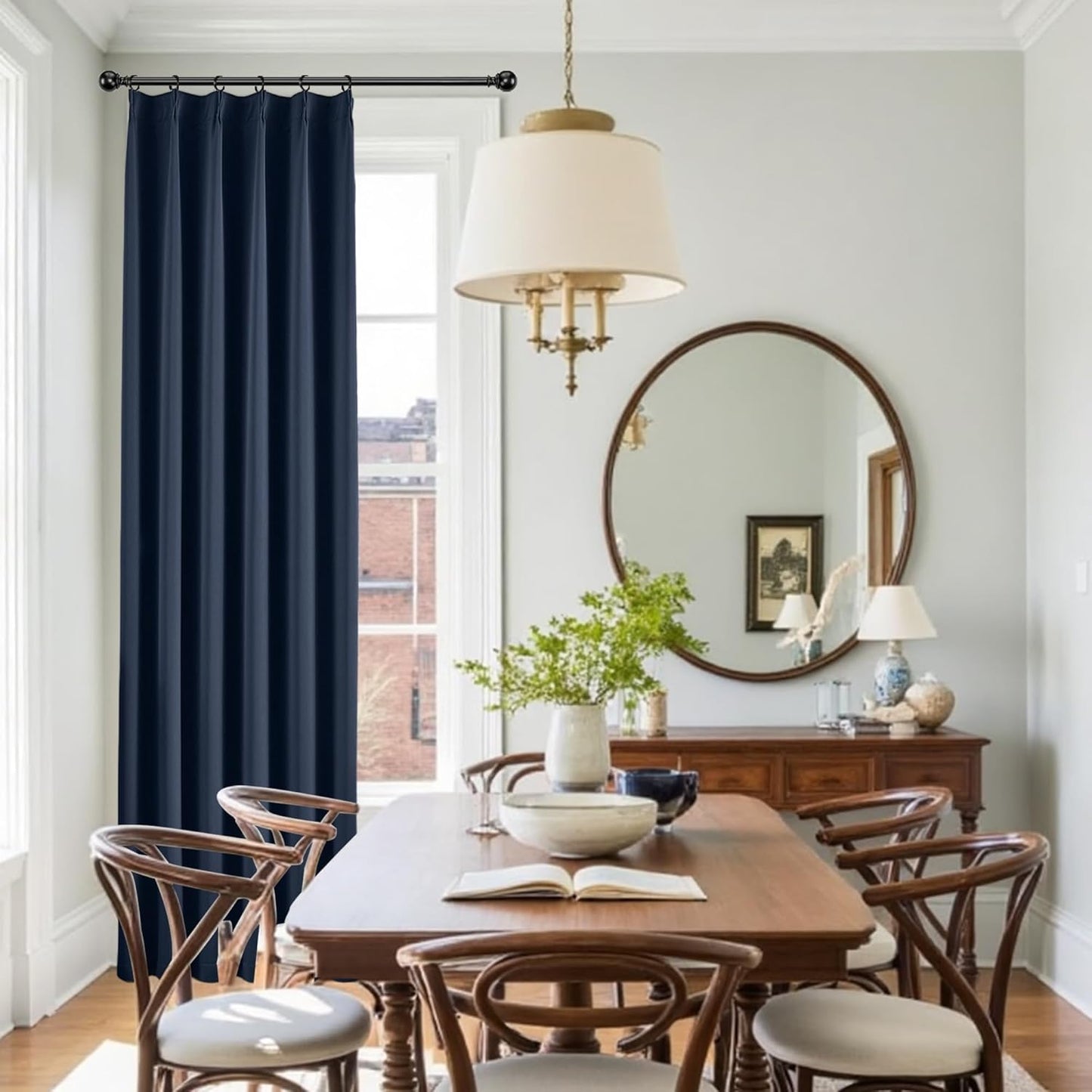 KangBang Navy Blue Blackout Curtains 84 Inch Length 2 Panels Set-Pinch Pleated Energy Saving Drapes for Bedroom Patriotic Nautical Decor Thermal Insulated Polyester Modern Decor, 40Wx84L