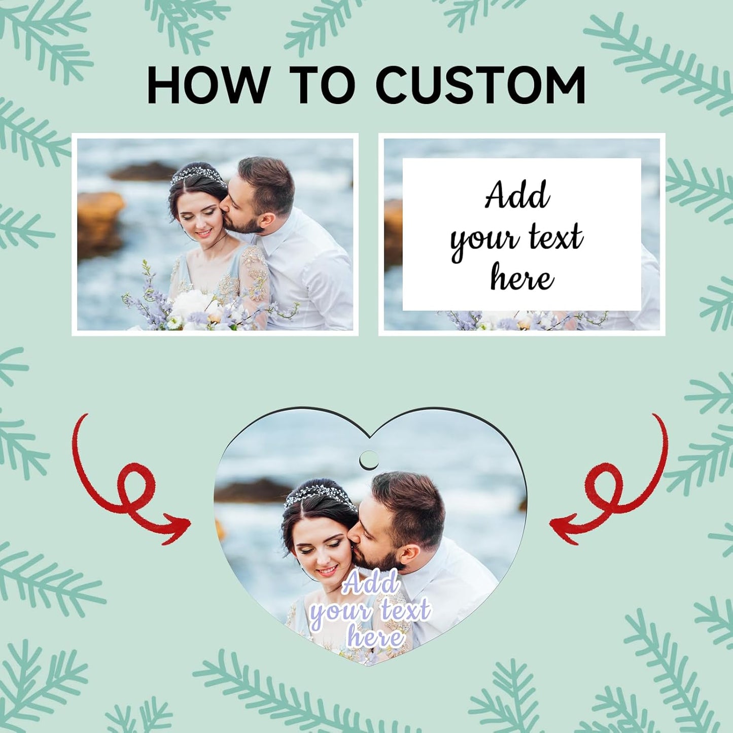 Personalized Christmas Ornaments 2025, Wood Custom Photo Text Hanging Ornament Customized Christmas Tree Decorations Gift for Family, Kids, Friends, Couples, Wedding