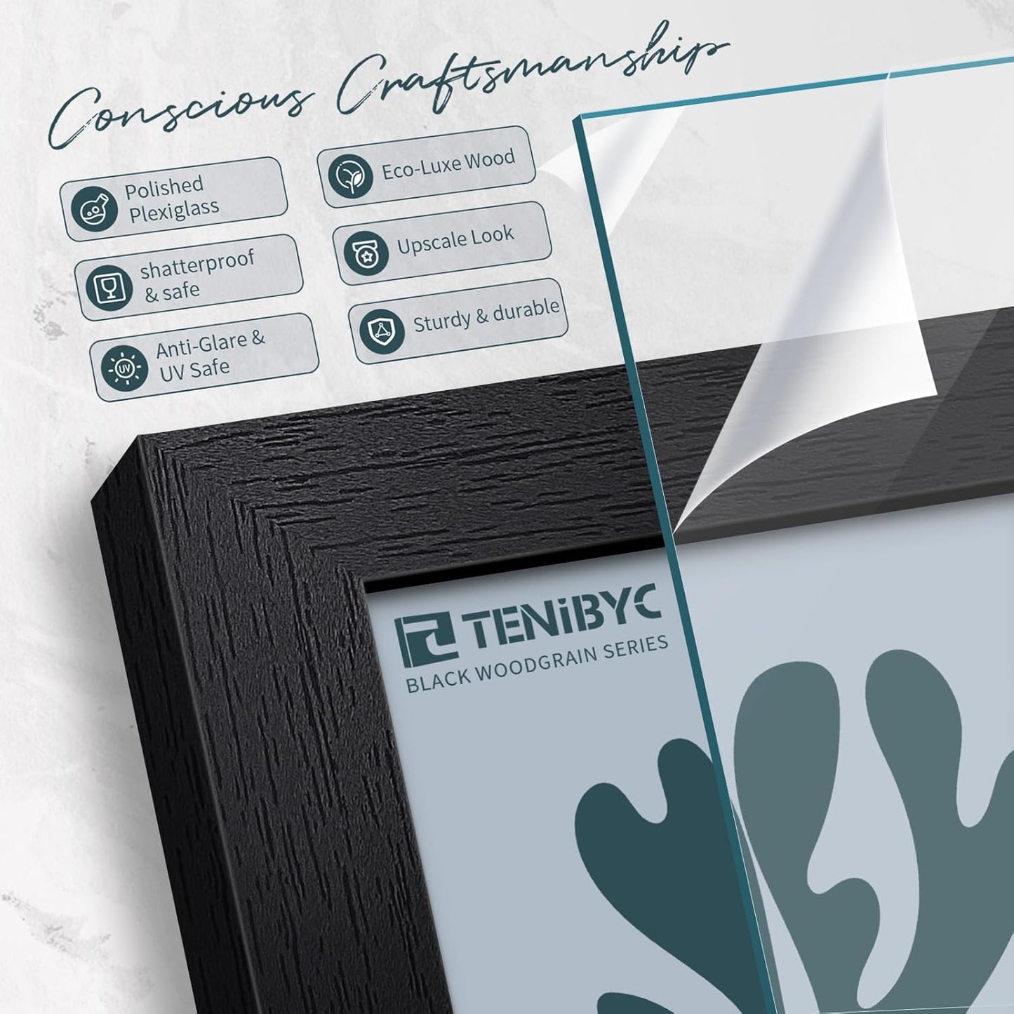 20x30 Poster Frame Set - 3 Pack, Textured Black Solid Wood Picture Frame, Wall Gallery Frame - Wall Hanging