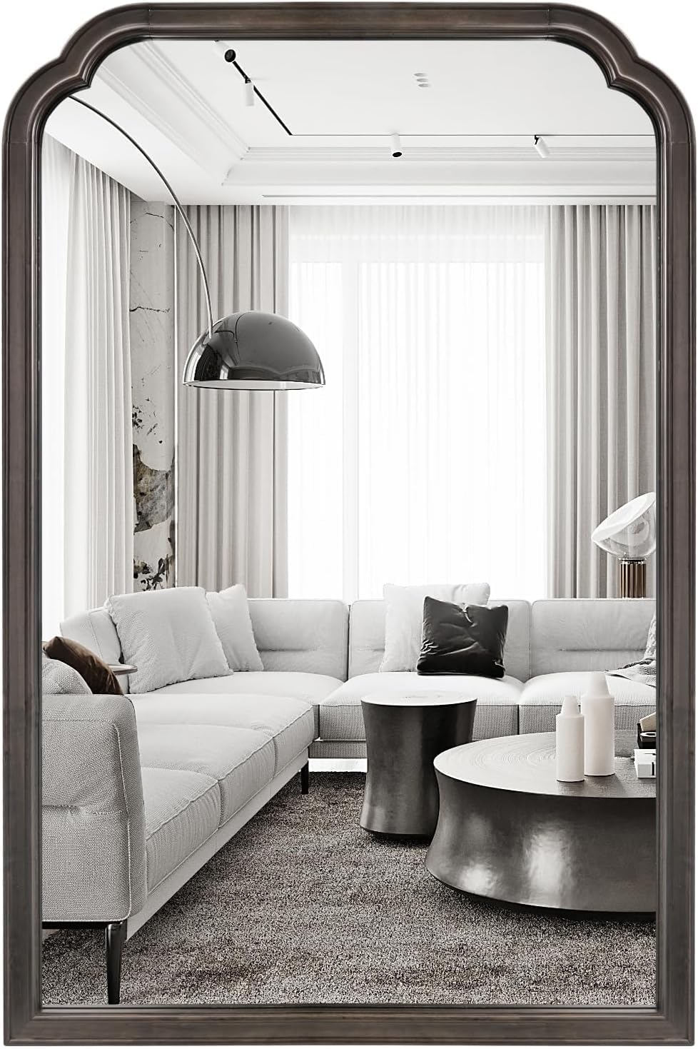 WallBeyond Wood Bathroom Mirrors for Wall Mounted, 20" x 30" Rustic Wood Frame Wall Mirrors Decorative for Living Room or Bedroom Vanity Mirror (Black)