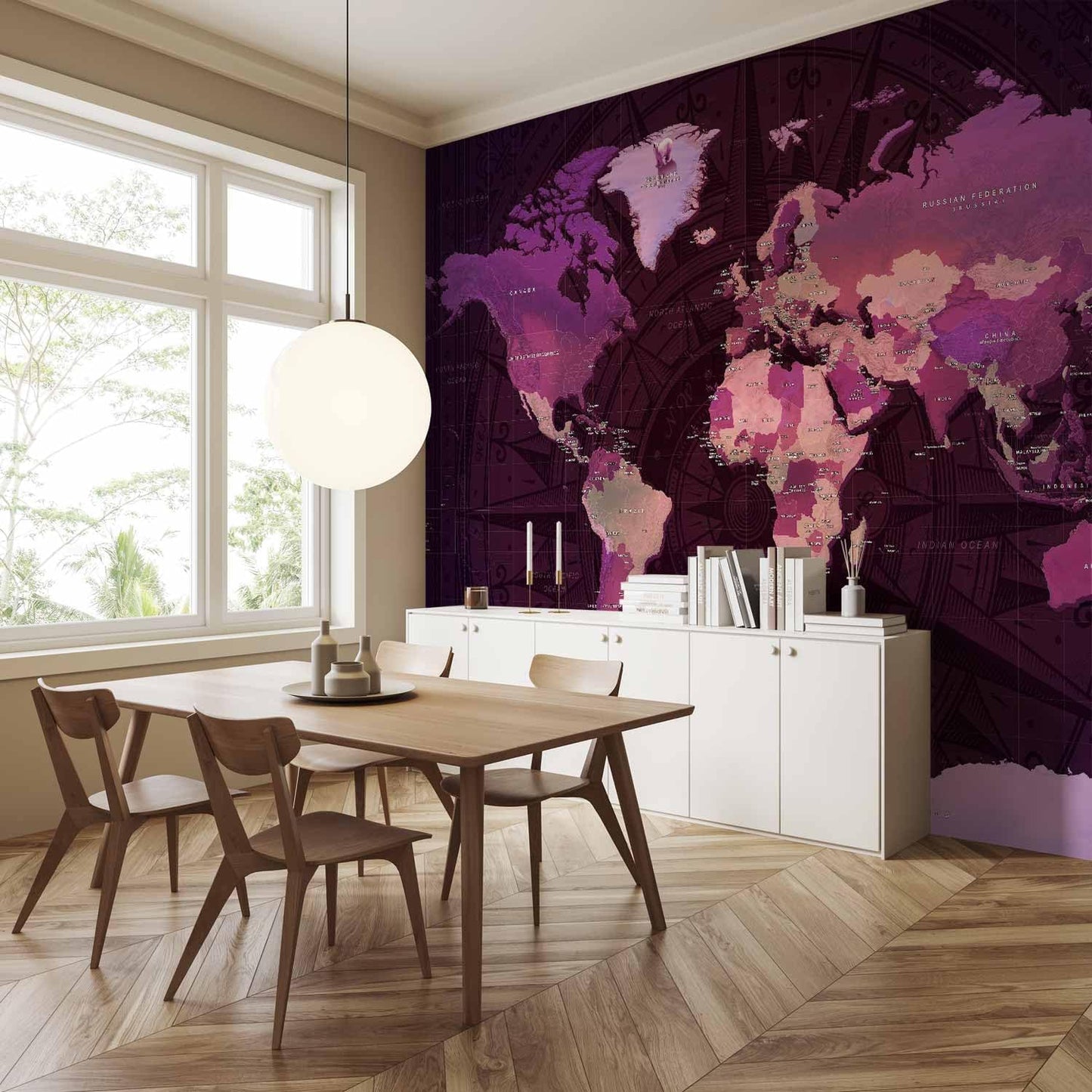 artgeist Wall Mural World Map 177x124 in - XXL Non-Woven Wallpaper Fleece Wall Decor Photo Print Picture Image Design Home Map of The World k-A-0273-a-a