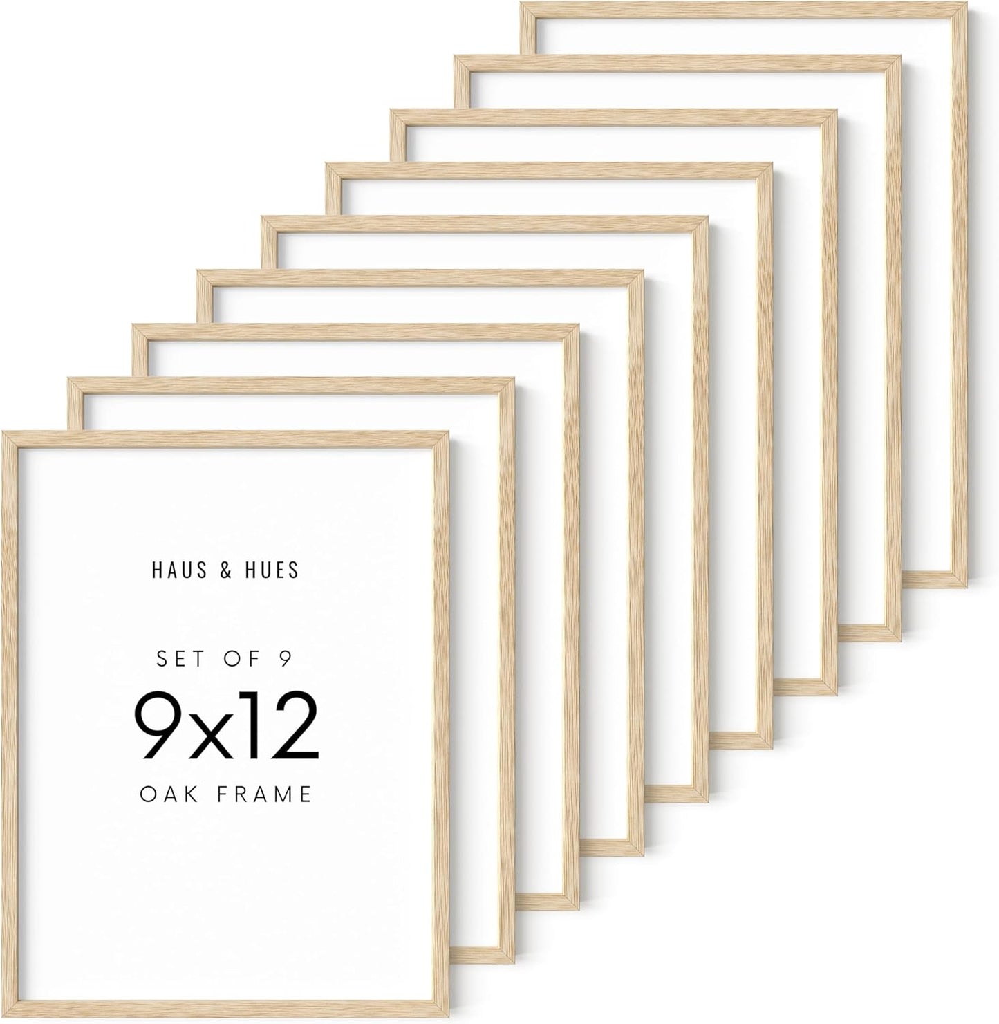 HAUS AND HUES 9x12 Picture Frame Set of 9-9 X 12 Frame Wooden Picture Frames for Crafts, 9x12 Frame Wood Picture Frames, 9 X 12 Picture Frame Natural Wood Frames,12x9 Picture Frame Wood