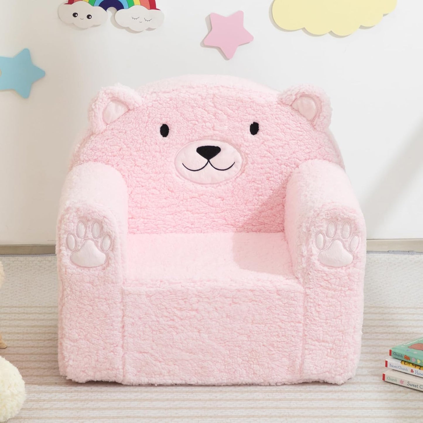 ALIMORDEN Animal Series Kid's Chair, Ultra-Soft Comfy Foam Filled Toddler Sofa Chair, Cute Animal-Shaped Design Toddler Couch, Lightweight Birthday for Baby Boys & Girls (Pink Bear)
