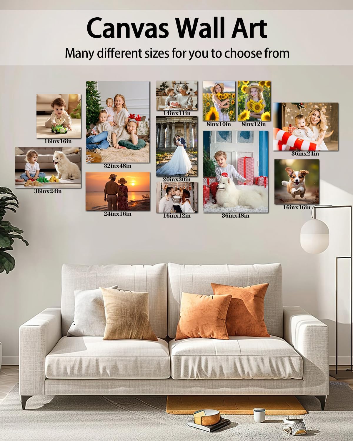 AbcCustomize Canvas Prints with Your Photos, Custom Canvas for Living Room and Bedroom Decor, Personalized gifts for Friends Lover and Family, Canvas Wall Art for Gifts & Keepsakes, Ready to Hang