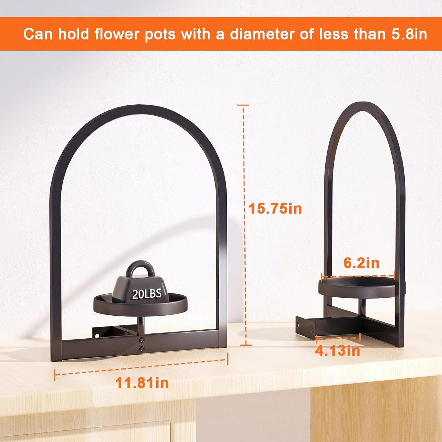 Wall Plant Holder, Wall Planter for Indoor Plants, Window Plant shelves for Multiple Plants Indoor Outdoor, Framed Plant Holder for Home Decor (2 Pack)