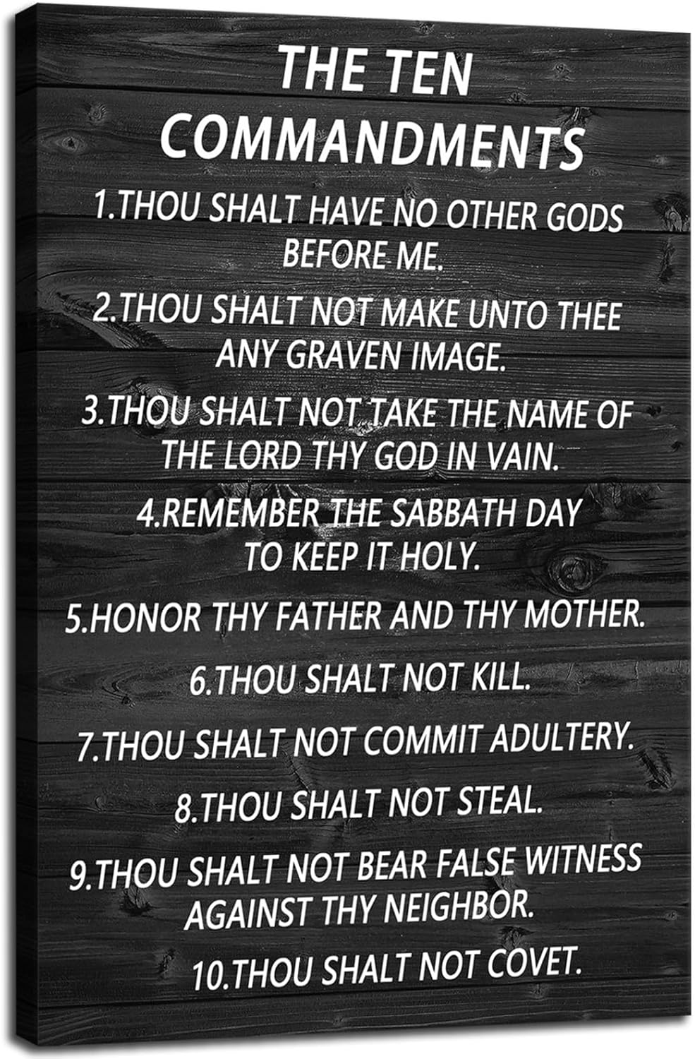The Ten Commandments Inspirational Canvas Wall Art Motivational Pictures Christian Religion Poster Print Modern Inspiring Painting Framed Artwork for Office Living Room Wall Decor [24''Wx 36''H]