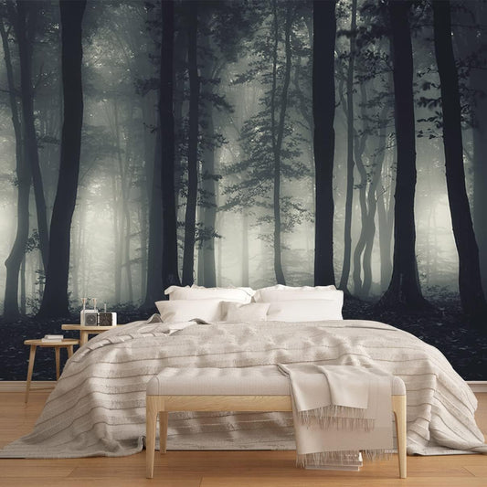 Foggy Forest Wallpaper Misty Jungle Rainforest Trees Nature Landscape Wall Mural(Not Peel n' Stick)