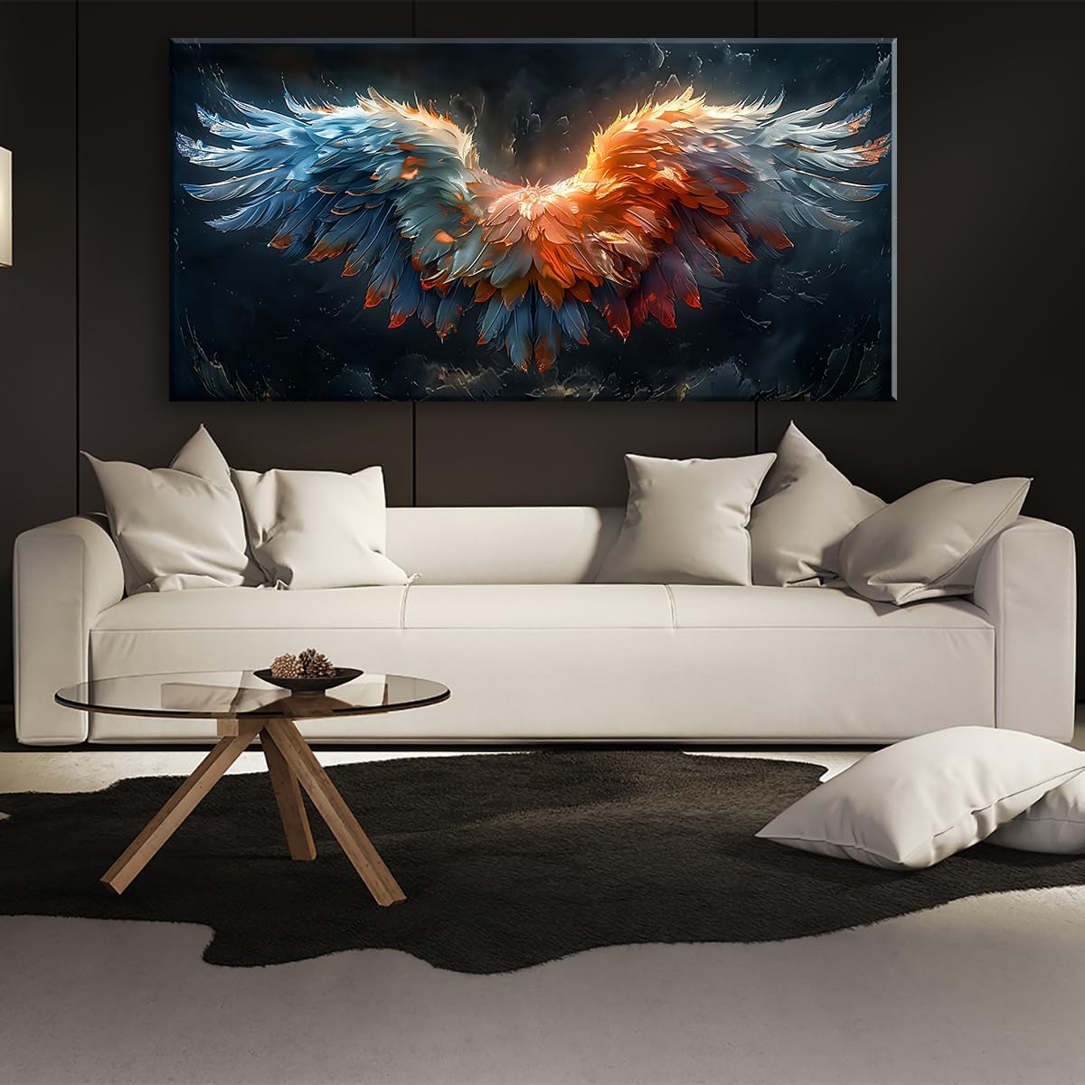 LASMOND Beautiful Colorful Angel Wings Religion Wall Art Decor Artwork for Girls Room Bedroom Living Room (58x28 Inches)