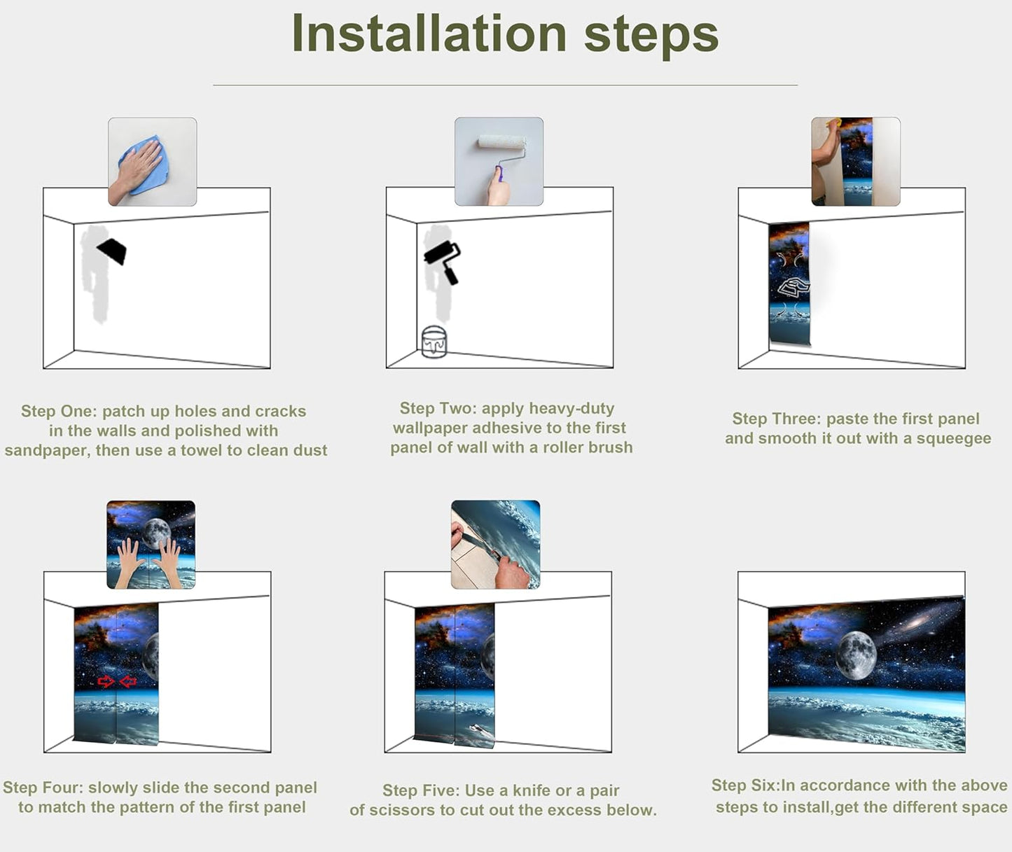 Galaxy Starry Sky Wall Mural Wallpaper for Kids Room Bedroom Living Room(Not Peel and Stick)