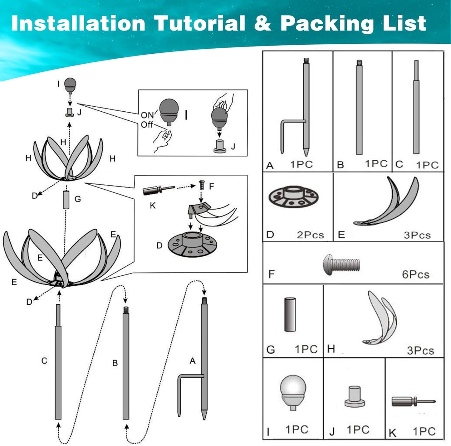 82" Vibrant Multicolor Solar Tulip Large Wind Spinner - Outdoor Garden Decor with Auto-Illuminated Glass Orb for Patio, Lawn & Yard Decoration