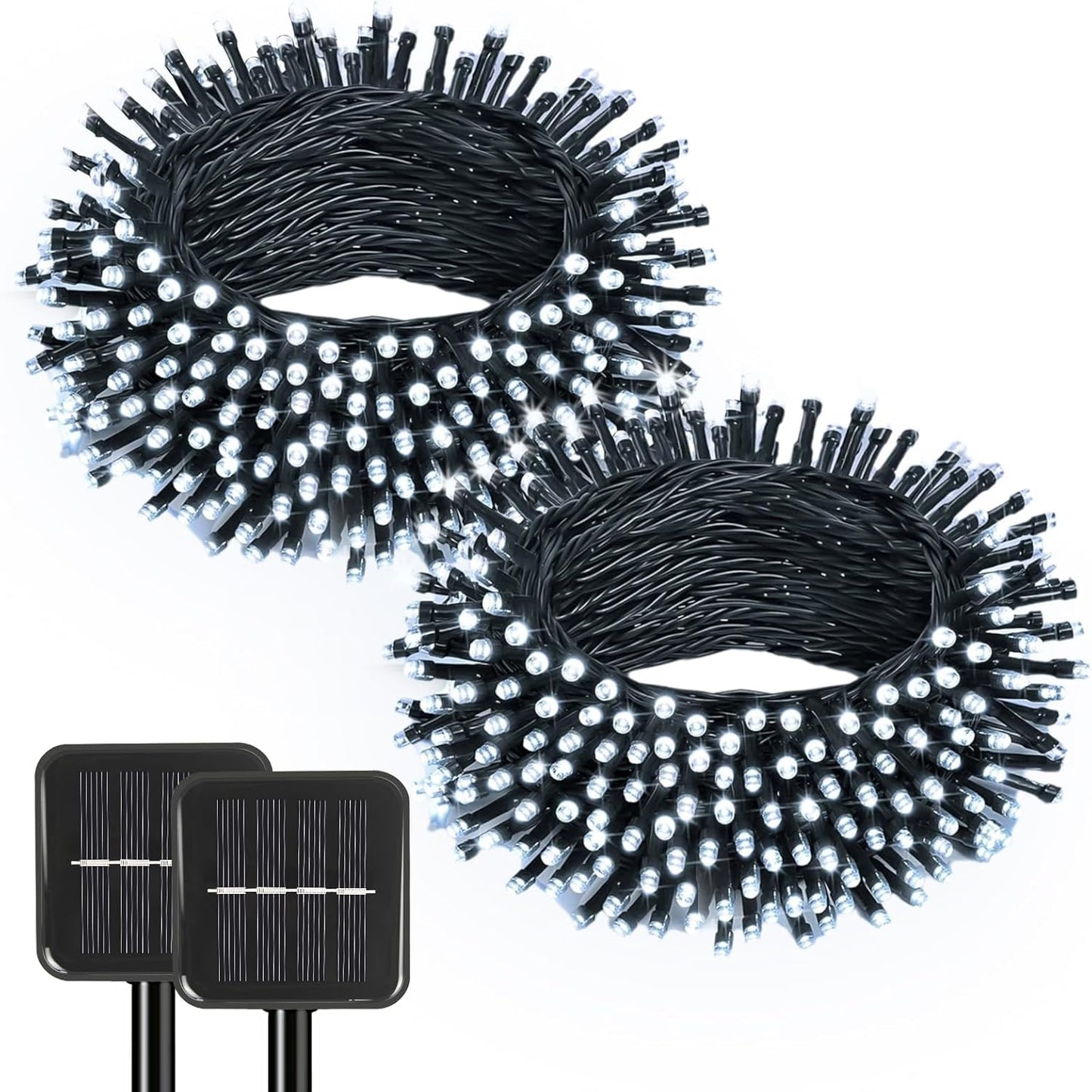 2 Pack Solar String Lights Outdoor, 200 LED Extra-Long 78Ft Solar Lights Outdoor with 8 Lighting Modes, IP65 Waterproof for Garden, Patio, Xmas, Balcony, Tree, Wedding, Party Decor (White)