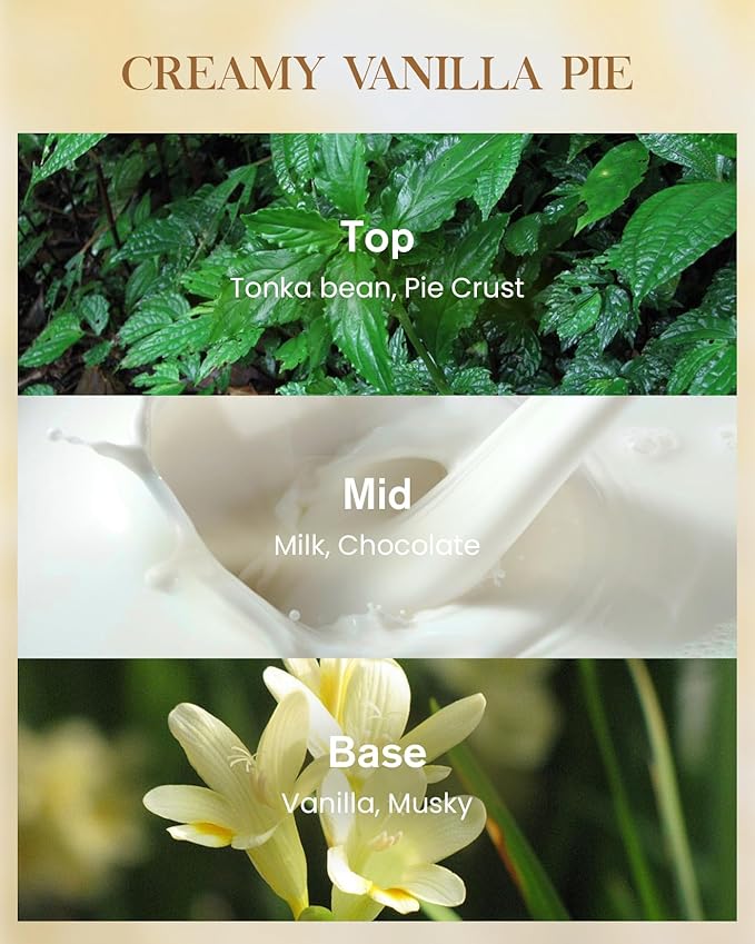 M&SENSE Creamy Vanilla Pie Scented Natural Soy Wax Candle, 14.1oz 60 Hours Long Lasting Slow Burning Candles for Home Decor, Aromatherapy Candle for Stress Relief