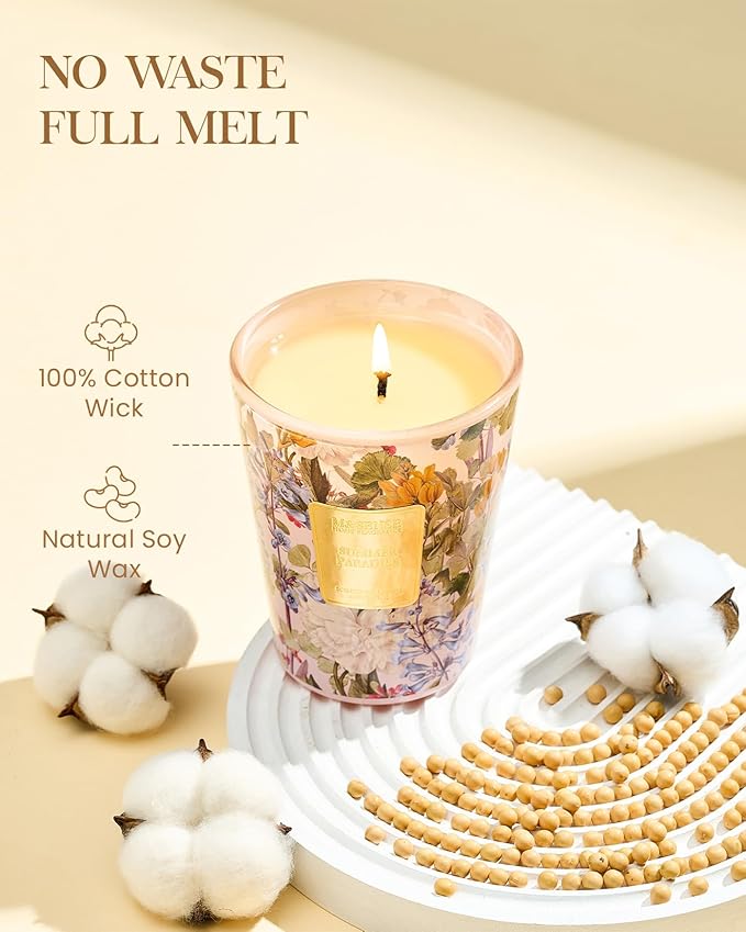 M&SENSE Citrus Water Flower Scented Candles, Soy Natural Wax Candles 14.1oz 60H Burn Time Long Lasting, Natural Aromatherapy Calm Stress Relief, Home Fragrance Housewarming Gifts