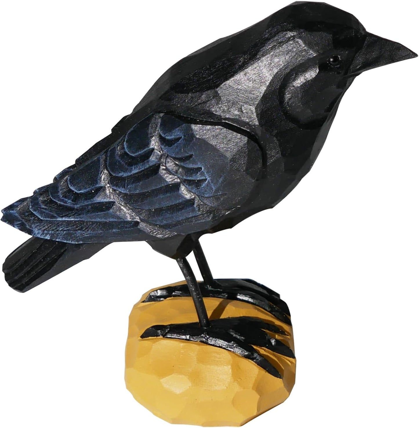 Wood Crow Figurine Black Raven Decor Small Animal Statues Carving Sculpture Ornament Bird Gifts