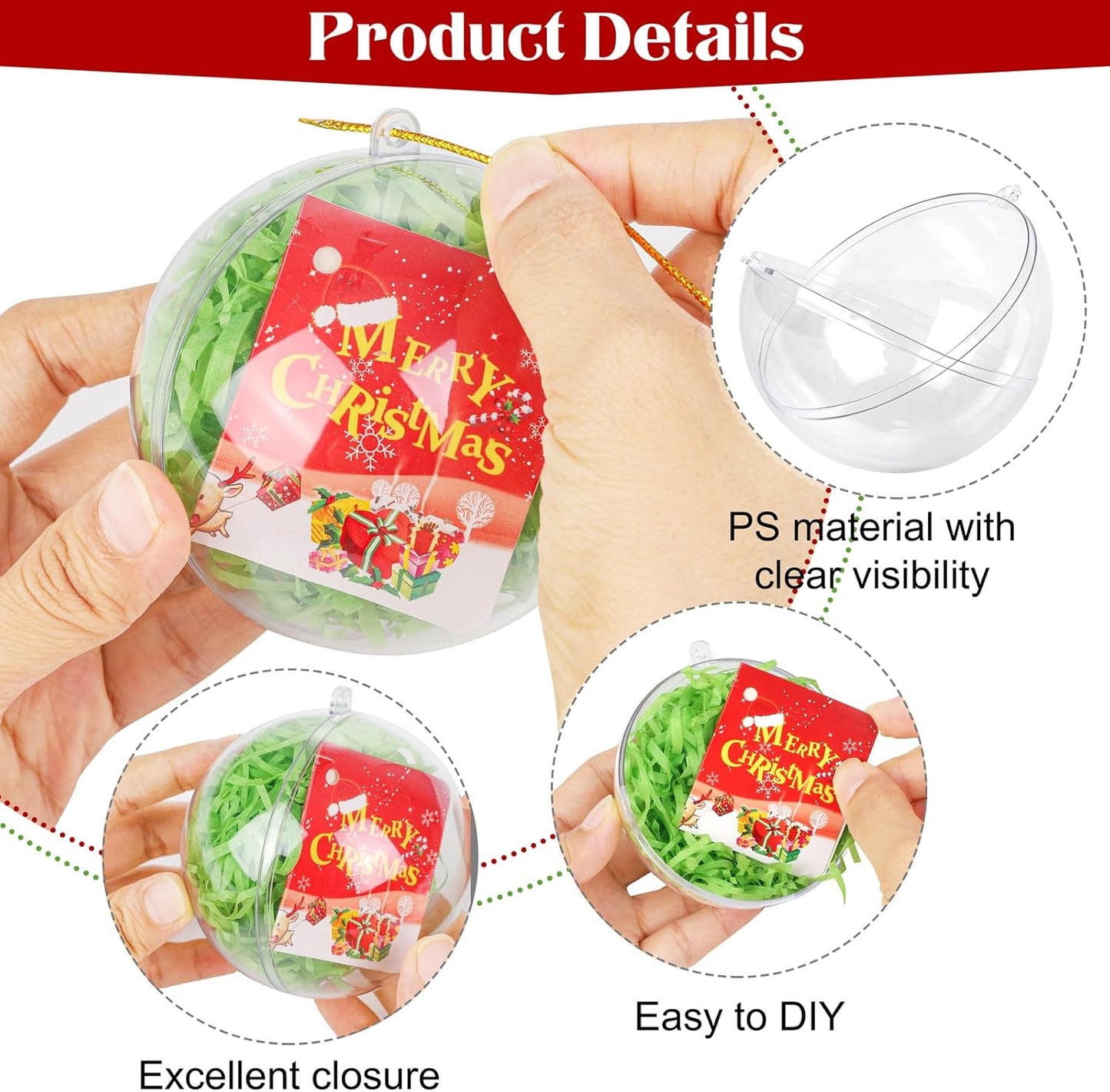 ANVAVO 100 Pieces 80mm Clear Plastic Fillable Ball Ornaments DIY Craft Transparent Baubles Shatterproof Christmas Tree Hanging Ornaments for Christmas, New Years, Birthday, Wedding, Home Decor