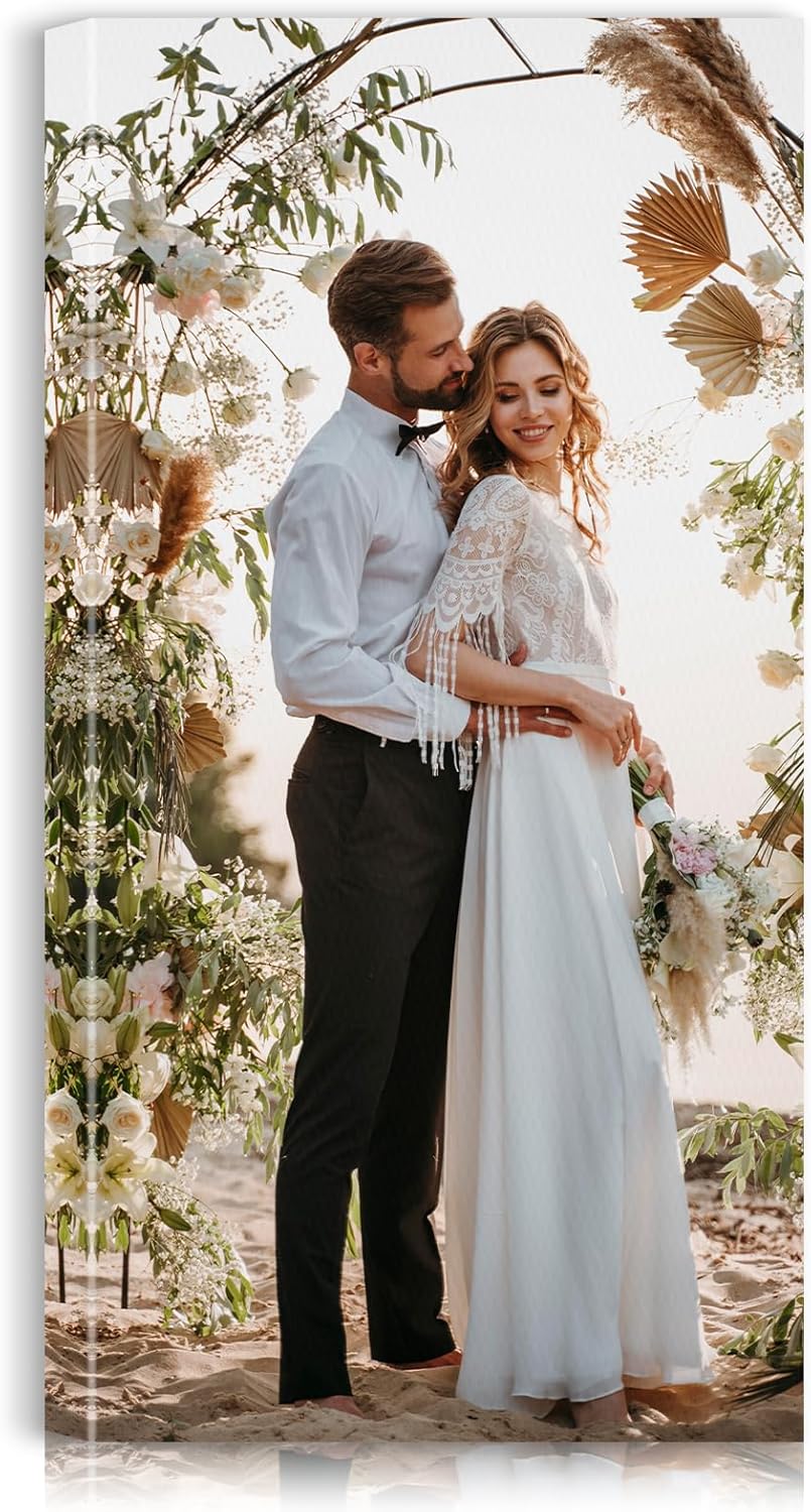 Custom Canvas Prints with Your Photos - Personalized Pictures Print, Customized Photo Gifts, Wall Art Poster Canvas Printing for Wedding, Family, Baby, Pets, Home Office Decor, Wrapped Frame 20x40