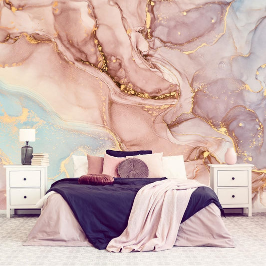 Pink Marble Wallpaper Abstract Texture Wall Mural for Bedroom Living Room (Not Peel n' Stick)