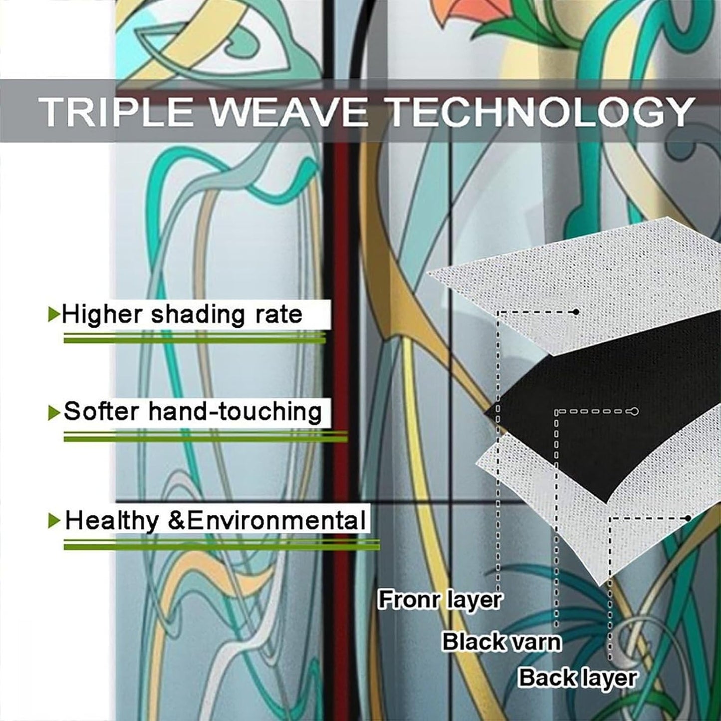 Stained Glass Curtains, Retro Mid Century Boho Abstract Art Home Decor Drapes for Bedroom Living Room Kitchen Window Treatment 2 Panels Set Total Size 42" W X 54" L Inch