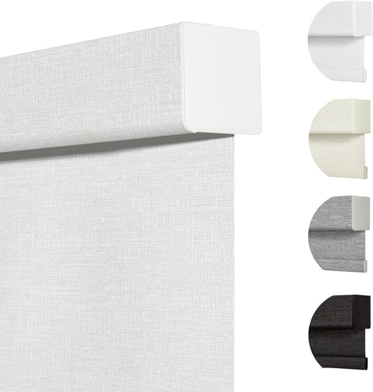 Persilux Blackout Roller Shades & Blinds Windows Shades Free-Stop Blackout Blinds with Jacquard Fabric,Cordless Blinds Pull Down Shades for Home, Easy to Install for Door/Office, White(48" W x 56" H)