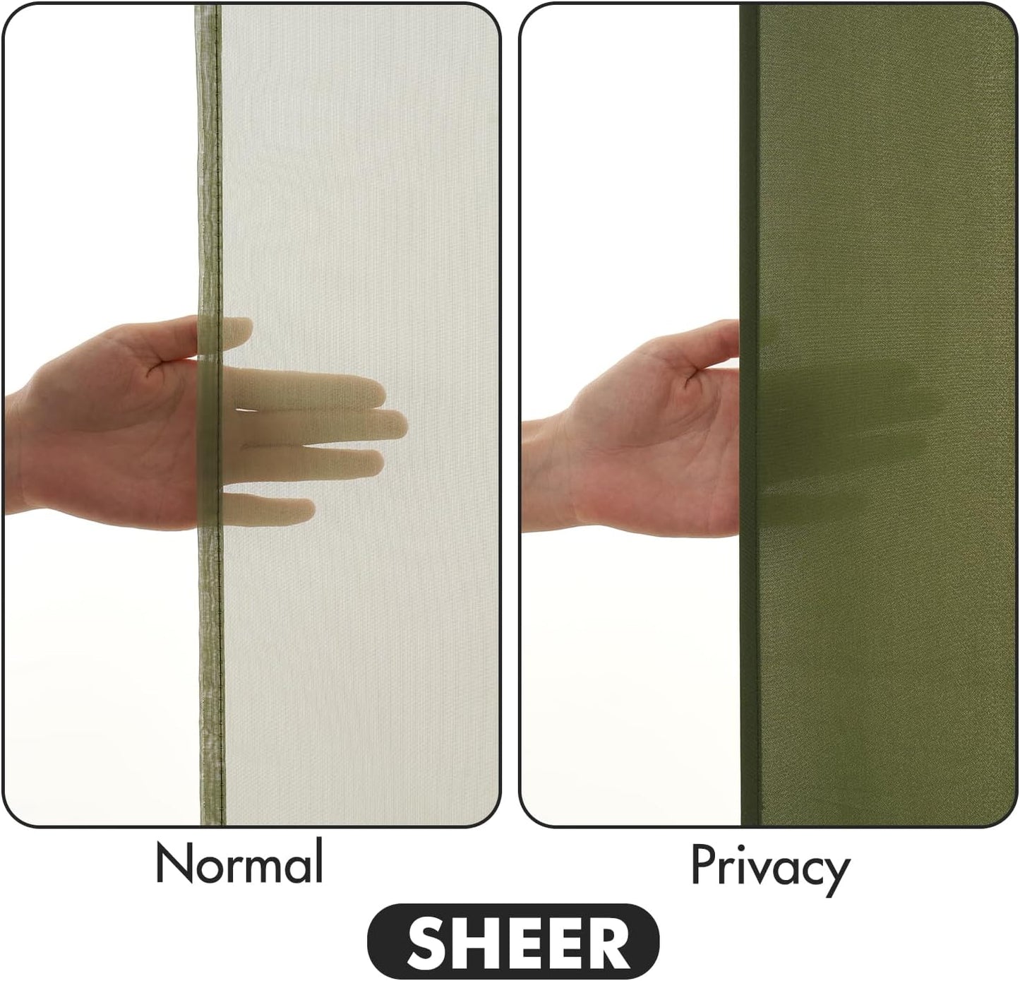 MIULEE Olive Green Privacy Sheer Curtains That Let Light in 72 Inches Long Non-See-Through Semi Sheer Curtain Light Filtering Window Curtains Drapes for Living Room Bedroom 2 Panels Set 42 X 72
