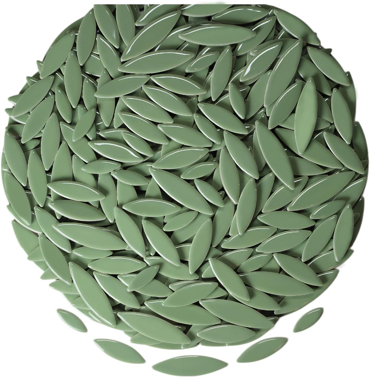 VerzTile Mosaic Tiles for Crafts - Petal Shaped Ceramic Tile Craft Hobbies & Art Projects 39 Color Options Endless Creativity DIY Design (Mossy Light Green)