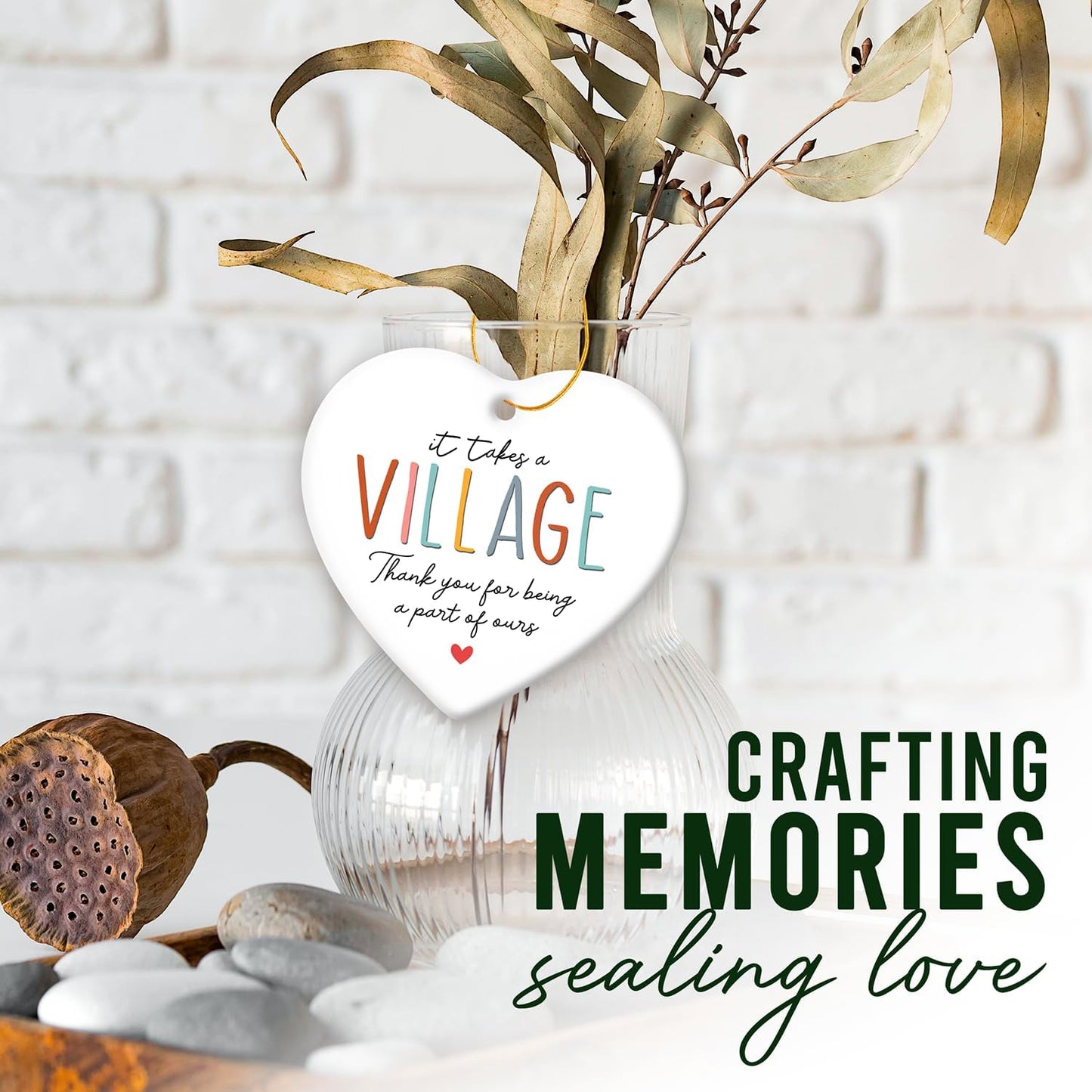 HEXMOZ Thank You Gifts for Women Men - Teacher Appreciation Gifts - Nurses Week Gift - Appreciation Gift for Teacher Nurse Coworker Employee Daycare Provider Nanny Babysitter - Xmas Heart Ornament