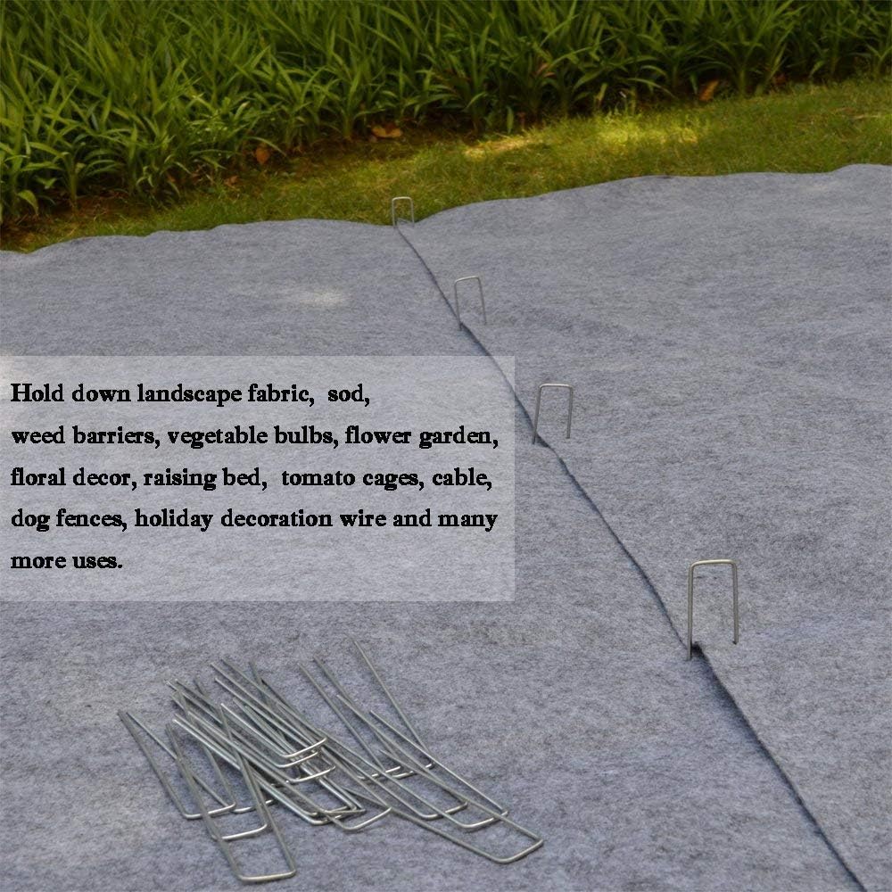 Petgrow 6 Inch Garden Stakes Galvanized Landscape Staples,U-Type Turf Staples for Artificial Grass, Rust Proof Sod Pins Stakes for Securing Fences Weed Barrier, Outdoor Wires Cords Tents Tarps