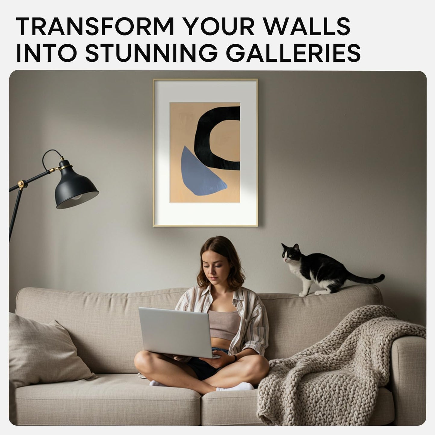 Homeforia A1 Poster Frame Gold, High End Metal 23.4 x 33.1 inches Large Picture Frames with Mat 16.5 x 23.4 for Photo, A1 Size Frames Matted to A2 Print, 23.4x33.1 Thin Frame, Tempered Glass, Set of 1