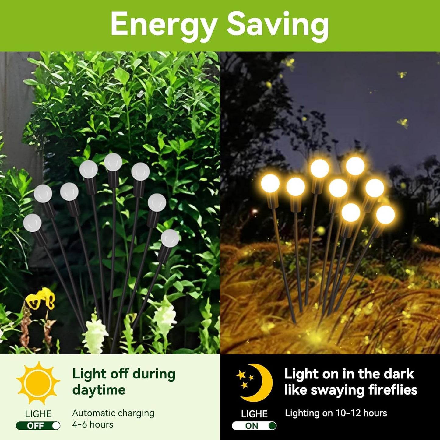 Solar Garden Lights Outdoor Waterproof, 4 Pack 32 LED Swaying Light Firefly Light Outdoor Decor Lights for Garden Gifts for Pathway Party Christmas Decoration, Warm White