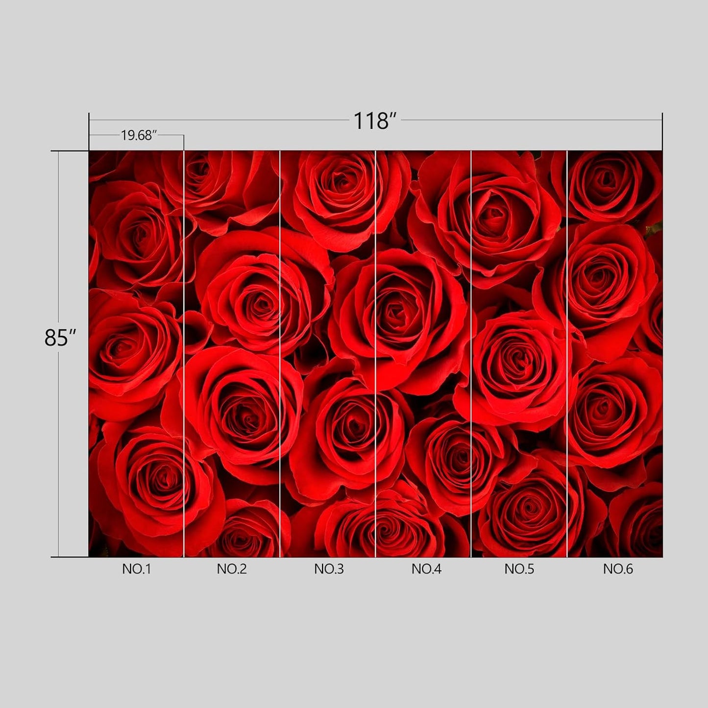 Red Rose Floral Wallpaper Peel and Stick Wall Mural for Bedroom Living Room - 85"x118"