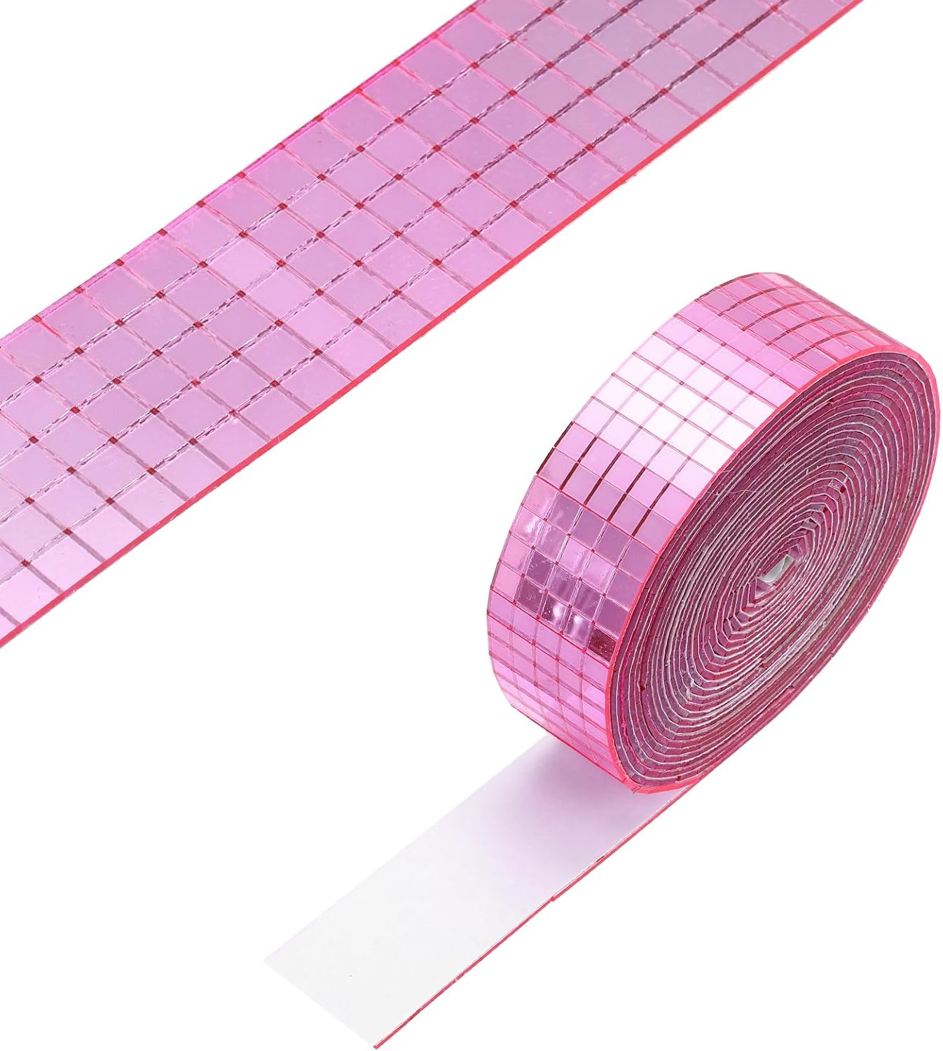 PATIKIL 5x5mm Self Adhesive Mirrors Mosaic Tiles, 3600 Pcs Square Mini Glass Mosaic Disco Tile Sticker for DIY Craft Disco Ball Party Decoration, Pink