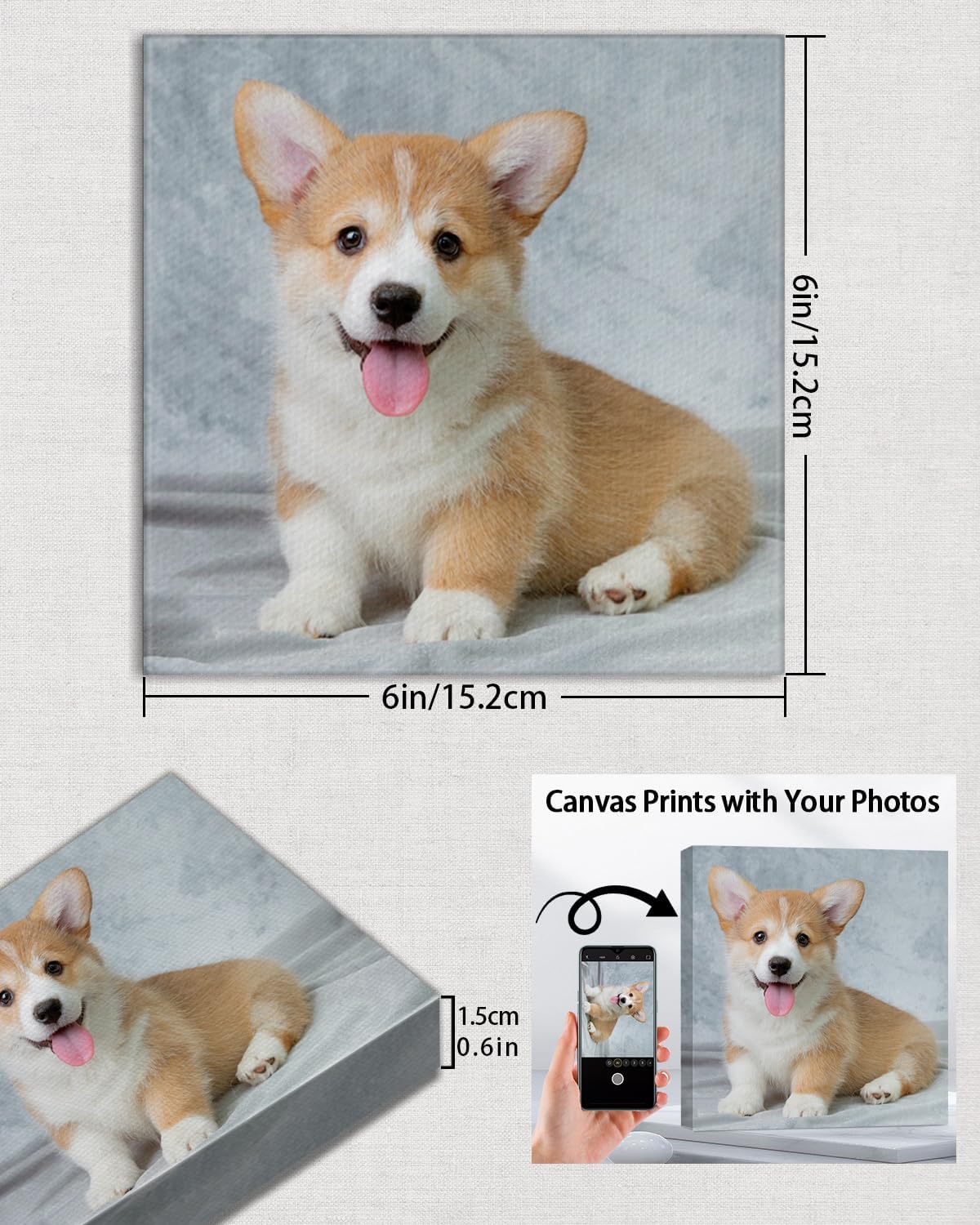 AbcCustomize Canvas Prints with Your Photos, Custom Canvas for Living Room and Bedroom Decor, Personalized gifts for Friends Lover and Family, Canvas Wall Art for Gifts & Keepsakes, Ready to Hang