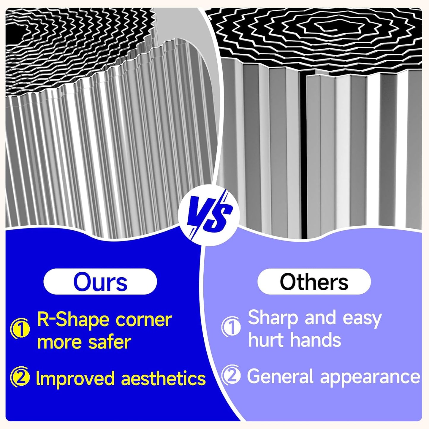 Corrugated Garden Edging,6"×20Ft Galvanized Steel Landscape Edging & Lawn Edging Border,Metal Garden Border for Flower Beds,Garden,Lawn,Raised Beds & Tree Surrounds(Silver)