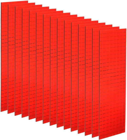 HARFINGTON 15 Sheet 7200 Pieces Self Adhesive Mirror Mosaic Tiles 5x5mm Small Square Mirror Tiles Sticker Disco Ball Stickers Mini Glass Tiles for DIY Craft Party Home Decoration, Red