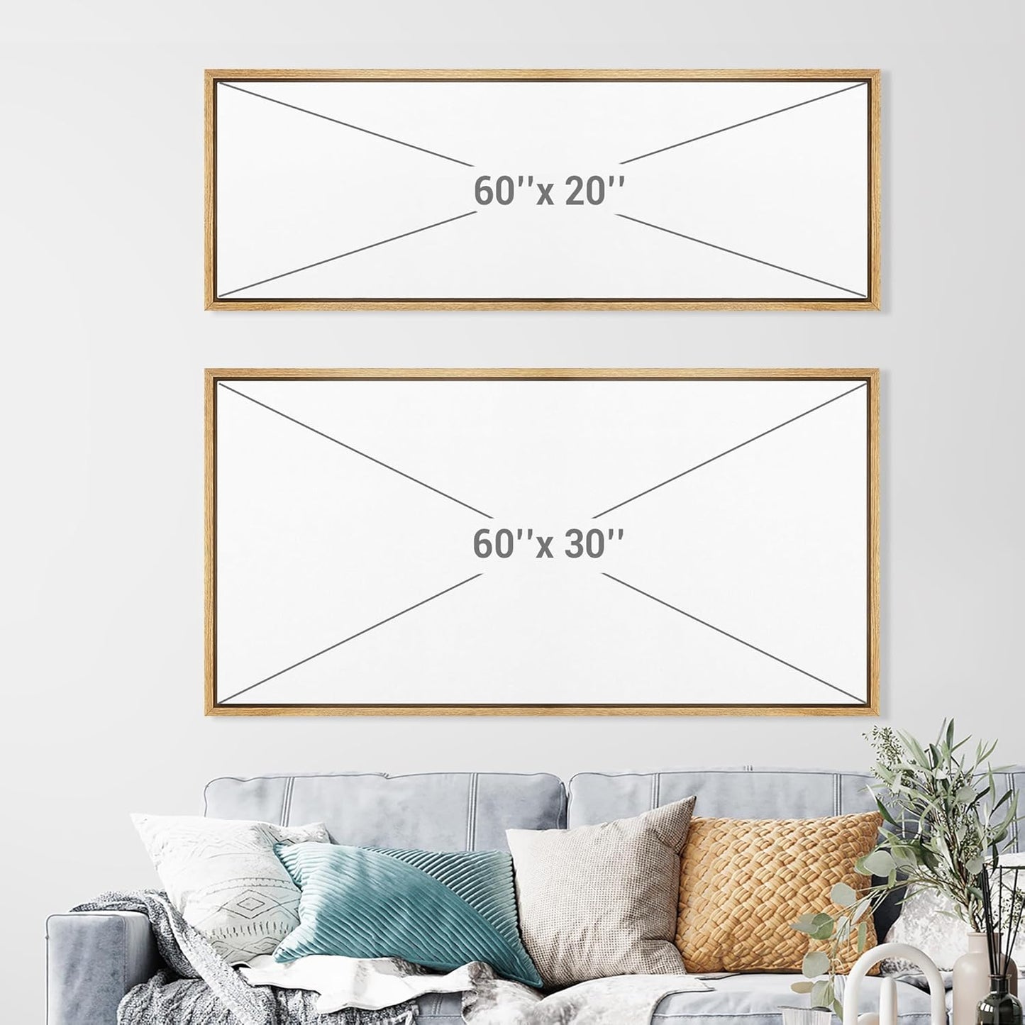 MUDECOR Extra Large Framed Canvas Print Wall Art Misty Landscape Neutral Tranquil Abstract Nature Painting in Earth Tones Illustrations Decorative Colorful Multicolor for Bedroom - 60"x30"