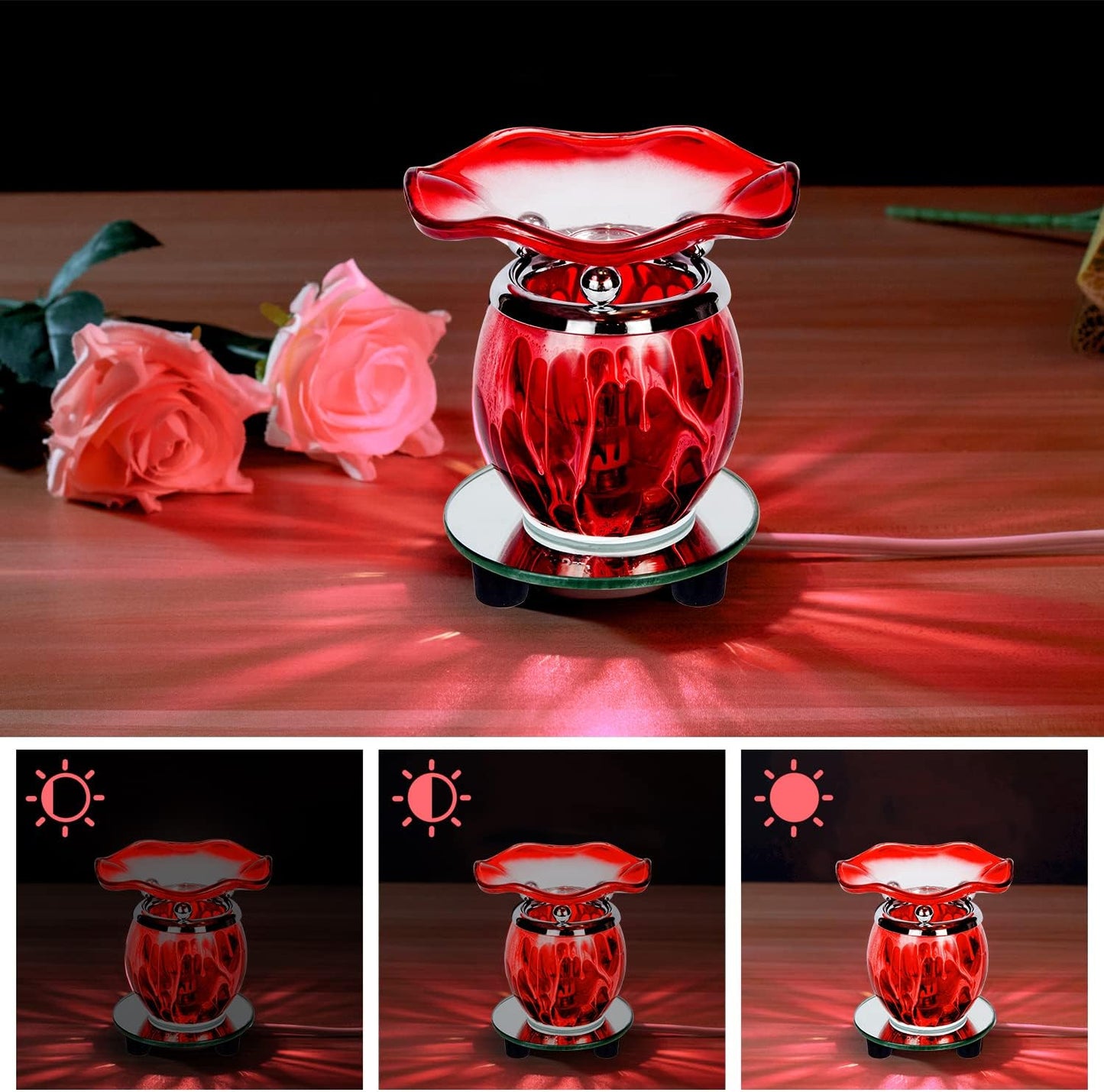 HUNANBANG Electric Oil Melt Warmer Electric Wax Melt Warmer Wax Melter Fragrance Oil Warmer Burner(LW Red 2)