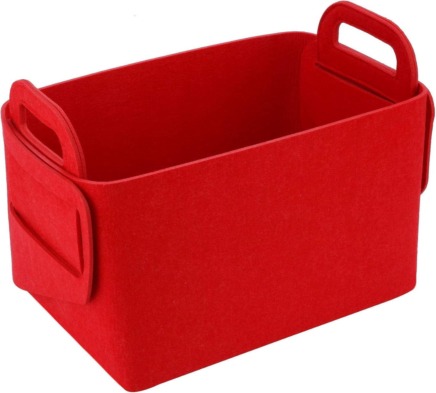 Minoisome Storage Basket Felt Storage Bin Collapsible& Convenient Box Organizer with Carry Handles for Office Bedroom Closet Babies Nursery Toys Laundry (Red, 19.9inch（L）×13.6inch（W）×12.6inch（H）)
