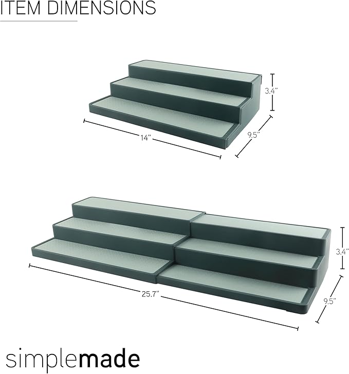 SIMPLEMADE 3-Tier Spice Rack Organizer - Versatile Storage Shelf for Kitchen, Bathroom, Bedroom & Office, Set of 1, Expandable Sage