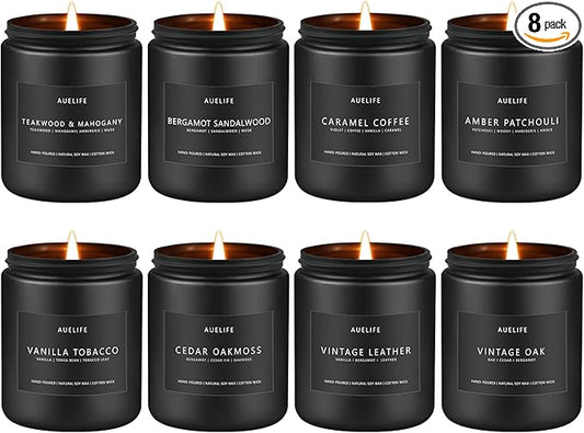 Scented Candles Set - 8 Pack Soy Jar Candle for Home Scented, Aromatherapy Candle Gifts for Men, Women and Birthday, Masculine Home Fragrance Candle